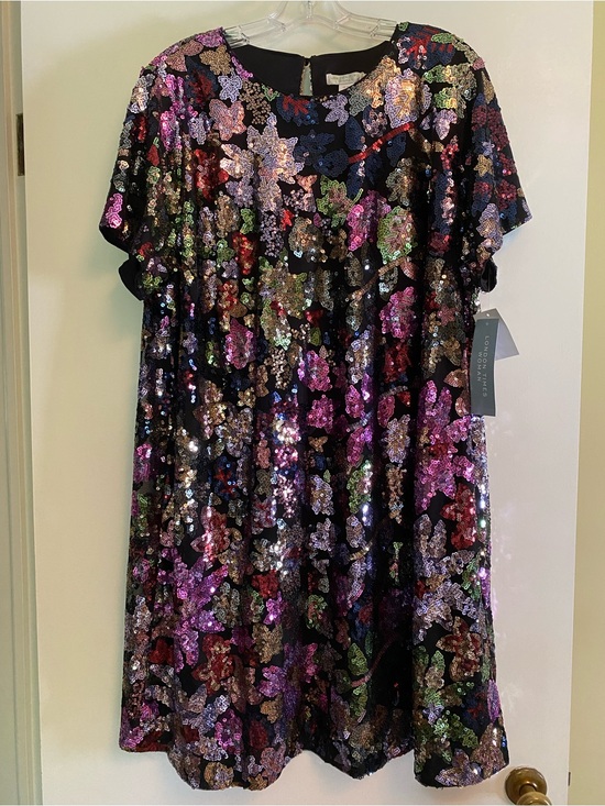 London Times Dresses & Skirts - London Times Black Sequin Floral Party Dress
